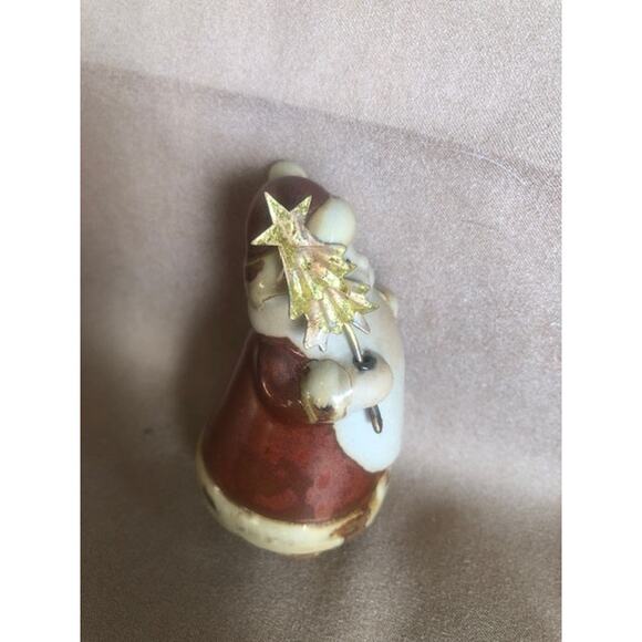 Small Folk Art Santa Ceramic Figure with Metal Tree - Picture 2 of 4
